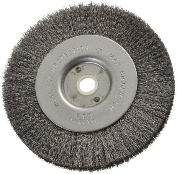 Anderson - 4" OD, 1/2" Arbor Hole, Crimped Steel Wheel Brush - 11/32" Face Width, 13/16" Trim Length, 0.006" Filament Diam, 6,000 RPM - Exact Industrial Supply