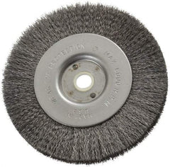Anderson - 4" OD, 1/2" Arbor Hole, Crimped Steel Wheel Brush - 11/32" Face Width, 13/16" Trim Length, 0.006" Filament Diam, 6,000 RPM - Exact Industrial Supply