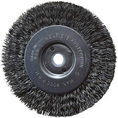 Anderson - 4" OD, 1/2" Arbor Hole, Crimped Steel Wheel Brush - 11/32" Face Width, 13/16" Trim Length, 0.014" Filament Diam, 6,000 RPM - Exact Industrial Supply