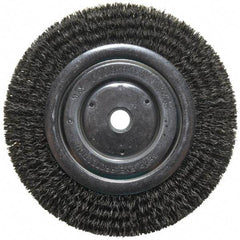 Anderson - 6" OD, 5/8" Arbor Hole, Crimped Steel Wheel Brush - 1/2" Face Width, 1-1/16" Trim Length, 0.014" Filament Diam, 6,000 RPM - Exact Industrial Supply