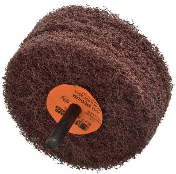 Standard Abrasives - 3" Diam, Medium Mounted Scrubber Buffing Wheel - 3 Ply, Medium Grade, 1/4" Shank Diam, 8,000 RPM - Exact Industrial Supply