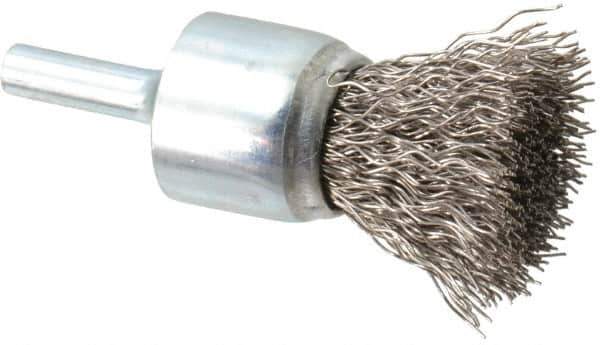 Anderson - 3/4" Brush Diam, Crimped, End Brush - 1/4" Diam Shank, 22,000 Max RPM - Exact Industrial Supply
