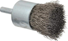 Anderson - 1" Brush Diam, Crimped, End Brush - 1/4" Diam Shank, 22,000 Max RPM - Exact Industrial Supply
