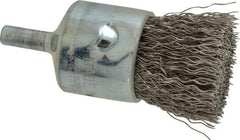 Anderson - 1" Brush Diam, Crimped, End Brush - 1/4" Diam Shank, 22,000 Max RPM - Exact Industrial Supply