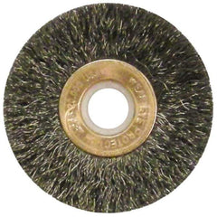 Anderson - 2" OD, 1/2" Arbor Hole, Crimped Steel Wheel Brush - 1/4" Face Width, 1/2" Trim Length, 0.006" Filament Diam, 20,000 RPM - Exact Industrial Supply