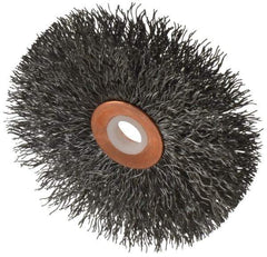 Anderson - 3" OD, 1/2" Arbor Hole, Crimped Steel Wheel Brush - 1/4" Face Width, 1" Trim Length, 0.0118" Filament Diam, 20,000 RPM - Exact Industrial Supply