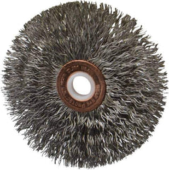 Anderson - 3" OD, 1/2" Arbor Hole, Crimped Stainless Steel Wheel Brush - 1/4" Face Width, 1" Trim Length, 0.014" Filament Diam, 20,000 RPM - Exact Industrial Supply