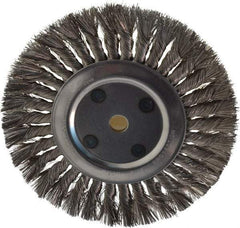 Anderson - 8" OD, 5/8" Arbor Hole, Knotted Stainless Steel Wheel Brush - 5/8" Face Width, 1-3/4" Trim Length, 0.016" Filament Diam, 6,000 RPM - Exact Industrial Supply