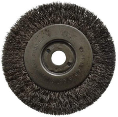 Anderson - 4" OD, 1/2" Arbor Hole, Crimped Stainless Steel Wheel Brush - 11/32" Face Width, 13/16" Trim Length, 0.0104" Filament Diam, 6,000 RPM - Exact Industrial Supply