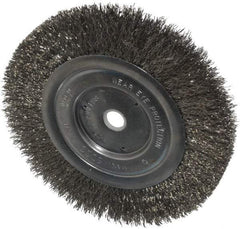 Anderson - 6" OD, 1/2" Arbor Hole, Crimped Stainless Steel Wheel Brush - 1/2" Face Width, 1-1/16" Trim Length, 0.0104" Filament Diam, 6,000 RPM - Exact Industrial Supply