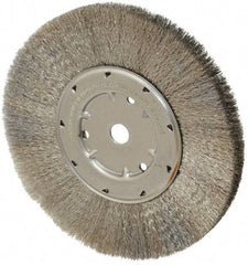 Anderson - 8" OD, 5/8" Arbor Hole, Crimped Stainless Steel Wheel Brush - 1/2" Face Width, 1-13/16" Trim Length, 0.006" Filament Diam, 4,500 RPM - Exact Industrial Supply