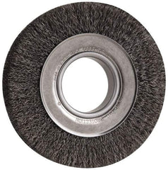 Anderson - 6" OD, 2" Arbor Hole, Crimped Steel Wheel Brush - 1" Face Width, 1-1/8" Trim Length, 0.0118" Filament Diam, 6,000 RPM - Exact Industrial Supply