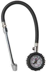 Acme - 0 to 160 psi Dial Straight Dual Tire Pressure Gauge - Closed Check, 12' Hose Length - Exact Industrial Supply