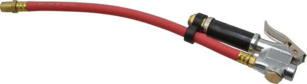 Acme - 90 Max psi Open Check Zinc Inflator Gauge - Straight Push On Chuck, 1/4 FPT, 10 to 90 psi Pressure Range - Exact Industrial Supply