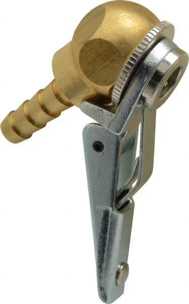 Acme - Closed Check Brass/Steel Air Chuck - Ball Foot with Clip Chuck, 1/4 Barbed - Exact Industrial Supply