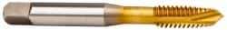 OSG - 5/16-18 UNC, 3 Flute, TiN Finish, Vanadium High Speed Steel Spiral Point Tap - Plug Chamfer, Right Hand Thread, 2-23/32" OAL, 1-1/8" Thread Length, 0.318" Shank Diam, 3B Class of Fit - Exact Industrial Supply