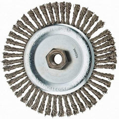 Anderson - 6" OD, 5/8-11 Arbor Hole, Knotted Stainless Steel Wheel Brush - 3/16" Face Width, 1-1/8" Trim Length, 0.02" Filament Diam, 12,500 RPM - Exact Industrial Supply