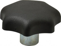 KIPP - 63mm Head Diam, 7 Point Lobed Knob - M12x1.75 Hole, Thermoplastic, Black - Exact Industrial Supply