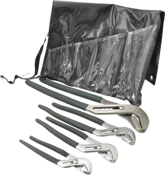 Value Collection - 4 Piece Tongue & Groove Plier Set - Comes in Plastic Pouch - Exact Industrial Supply