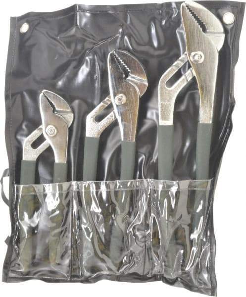 Value Collection - 3 Piece Tongue & Groove Plier Set - Comes in Plastic Pouch - Exact Industrial Supply