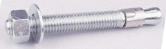 Made in USA - 1-1/4" Diam, 1-1/4" Drill, 12" OAL, Wedge Expansion Concrete Anchor - Grade 5 Steel, Galvanized Finish, Hex Nut Head, Hex Drive, 3-1/4" Thread Length - Exact Industrial Supply