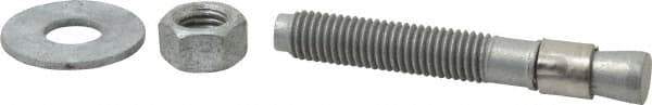 Made in USA - 5/8" Diam, 5/8" Drill, 4-1/2" OAL, Wedge Expansion Concrete Anchor - Grade 5 Steel, Galvanized Finish, Hex Nut Head, Hex Drive, 2-5/8" Thread Length - Exact Industrial Supply