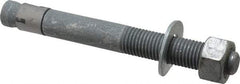 Made in USA - 1" Diam, 1" Drill, 9" OAL, 1-1/8" Min Embedment Wedge Expansion Concrete Anchor - Grade 5 Steel, Galvanized Finish, Hex Nut Head, Hex Drive, 4" Thread Length - Exact Industrial Supply