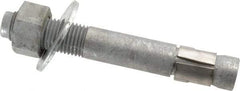Made in USA - 1-1/4" Diam, 1-1/4" Drill, 9" OAL, Wedge Expansion Concrete Anchor - Grade 5 Steel, Galvanized Finish, Hex Nut Head, Hex Drive, 3-1/4" Thread Length - Exact Industrial Supply