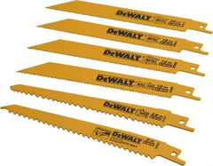 DeWALT - 6 Piece, Bi-Metal Reciprocating Saw Blade Set - Straight and Tapered Profile, 6 to 10 Teeth per Inch, Angled Tip - Exact Industrial Supply