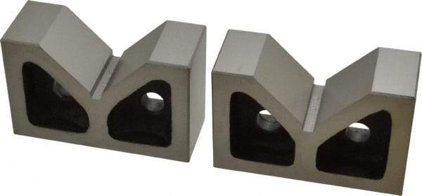 Value Collection - 2-3/16" Max Capacity, 90° Angle, Cast Iron V-Block - 4" Long x 1-9/16" Wide x 2-9/16" High, Sold as Matched Pair - Exact Industrial Supply
