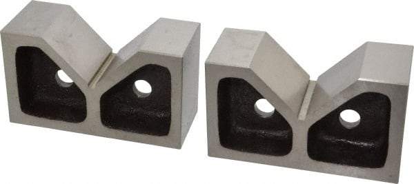 Value Collection - 3-1/16" Max Capacity, 90° Angle, Cast Iron V-Block - 6" Long x 2-7/16" Wide x 3-1/2" High, Sold as Matched Pair - Exact Industrial Supply