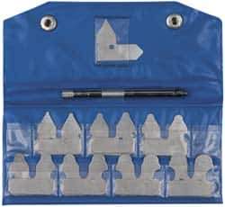 Value Collection - 15 Piece, 1/32 to 1/4 Inch Radius, Steel Radius Gage Set - Satin Chrome Coated - Exact Industrial Supply