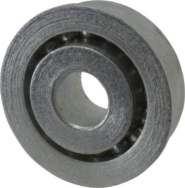 Value Collection - 3/8" Bore Diam, 1-1/8" OD, Open Unground Full Complement Radial Ball Bearing - With Flange, 1 Row, Round Bore, 533 Lb Dynamic Capacity - Exact Industrial Supply