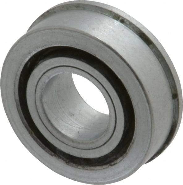 Value Collection - 1/2" Bore Diam, 1-3/16" OD, Open Unground Full Complement Radial Ball Bearing - With Flange, 1 Row, Round Bore, 533 Lb Dynamic Capacity - Exact Industrial Supply