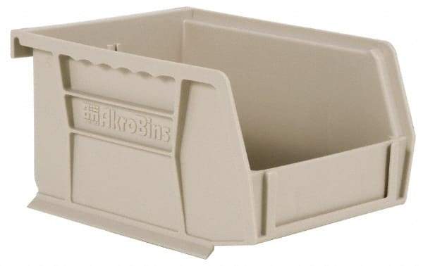 Akro-Mils - 10 Lb. Load Capacity, 7-3/8" Deep, Gray Polymer Hopper Stacking Bin - 3" High x 4-1/8" Wide x 7-3/8" Long - Exact Industrial Supply