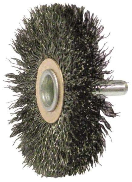 Anderson - 2-1/2" Brush Diam, Crimped, End Brush - 1/4" Diam Shank, 20,000 Max RPM - Exact Industrial Supply