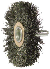 Anderson - 2-1/2" Brush Diam, Crimped, End Brush - 1/4" Diam Shank, 20,000 Max RPM - Exact Industrial Supply