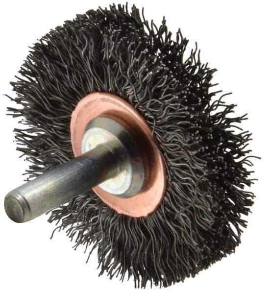 Anderson - 2" Brush Diam, Crimped, End Brush - 1/4" Diam Shank, 20,000 Max RPM - Exact Industrial Supply