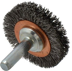 Anderson - 1-1/2" Brush Diam, Crimped, End Brush - 1/4" Diam Shank, 20,000 Max RPM - Exact Industrial Supply