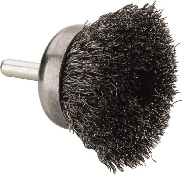 Anderson - 1-3/4" Brush Diam, Crimped, End Brush - 1/4" Diam Shank, 13,000 Max RPM - Exact Industrial Supply