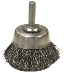 Anderson - 1-3/4" Brush Diam, Crimped, End Brush - 1/4" Diam Shank, 13,000 Max RPM - Exact Industrial Supply