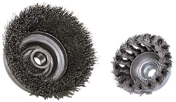 Anderson - 2-3/4" Diam, 5/8-11 Threaded Arbor, Steel Fill Cup Brush - 0.014 Wire Diam, 3/4" Trim Length, 14,000 Max RPM - Exact Industrial Supply