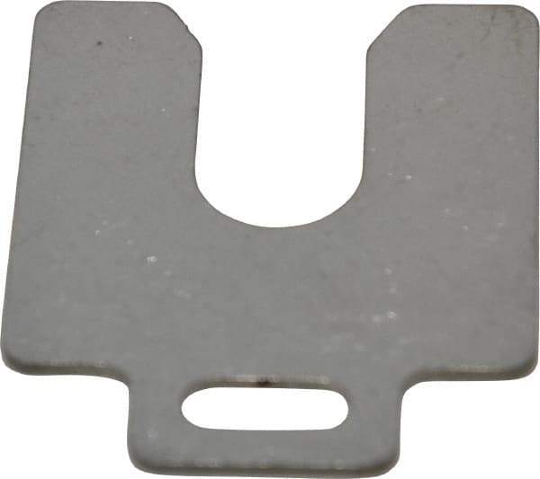 Made in USA - 10 Piece, 2 Inch Long x 2 Inch Wide x 0.075 Inch Thick, Slotted Shim Stock - Stainless Steel, 5/8 Inch Wide Slot - Exact Industrial Supply