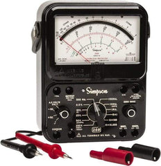 Simpson Electric - 12391, 1,000 VAC/VDC, Analog Manual Ranging Multimeter - 20 mOhm, Measures Voltage, Current, Resistance - Exact Industrial Supply