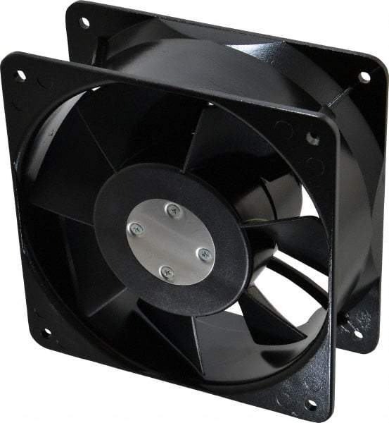 Value Collection - 115 Volts, AC, 260 CFM, Square Tube Axial Fan - 0.49 Amp Rating, 2,900 to 3,400 RPM, 6.3" High x 6.3" Wide x 2.44" Deep - Exact Industrial Supply