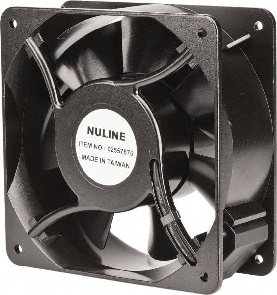 Value Collection - 230 Volts, AC, 260 CFM, Square Tube Axial Fan - 0.28 Amp Rating, 2,900 to 3,400 RPM, 6.3" High x 6.3" Wide x 2.44" Deep - Exact Industrial Supply