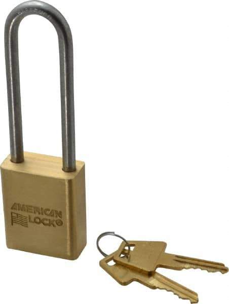American Lock - 3/4" Shackle Clearance, Keyed Different Padlock - 1/4" Shackle Diam, Steel - Exact Industrial Supply