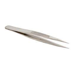Value Collection - 4-3/8" OAL AC-SA Precision Tweezers - Heavy Tip with Serrated Shank - Exact Industrial Supply