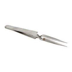 Value Collection - 4-1/2" OAL N0 Reverse Action Tweezers - Flat Tip - Exact Industrial Supply