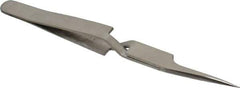Value Collection - 4-3/4" OAL N5A Reverse Action Tweezers - Long Fine Offset Point - Exact Industrial Supply